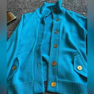 Ralph Lauren blue golf button cotton cardigan medium beach summer